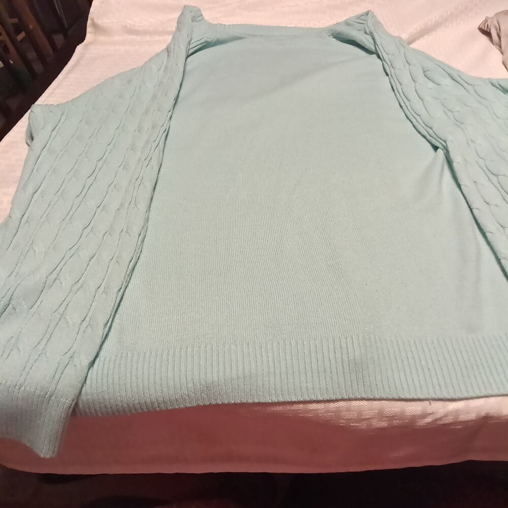 Croft & Barrow Women's Blue Extra Soft Cabled Crew Neck Sweater Size 3X - Picture 6 of 6